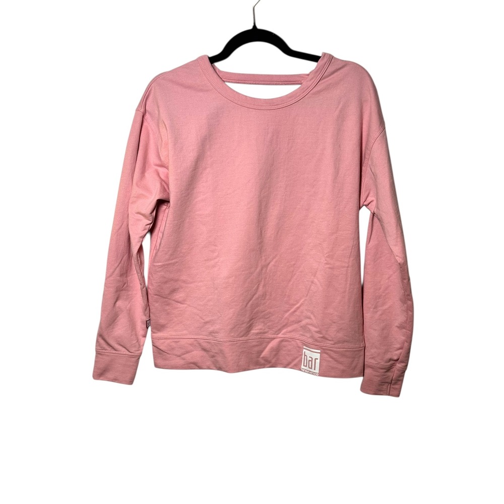 Bar Method Pink Open Back Sweatshirt Long Sleeve Athleisure Top Sz Small EUC - Picture 3 of 7